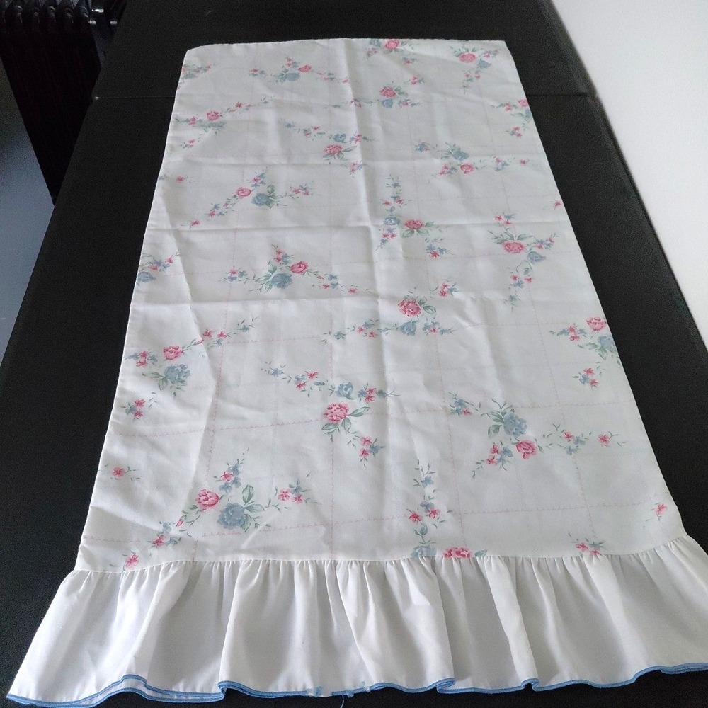 3 VTG  JC Penney Pillowcase 2 KING 1 Twin Ruffle‎ Pink Blue Floral Cottagecore - Picture 4 of 6